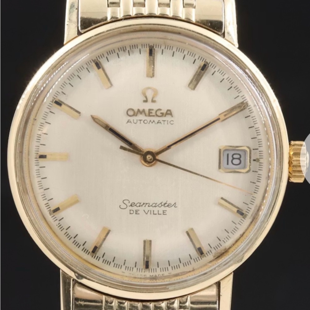 Omega Seamaster De Ville solid 14kt Gold Watch with White Dial